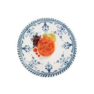 Ikona apo Πιάτο μελαμίνης, φ26.5xΥ2cm, λευκό με γαλάζιο decor, Leone